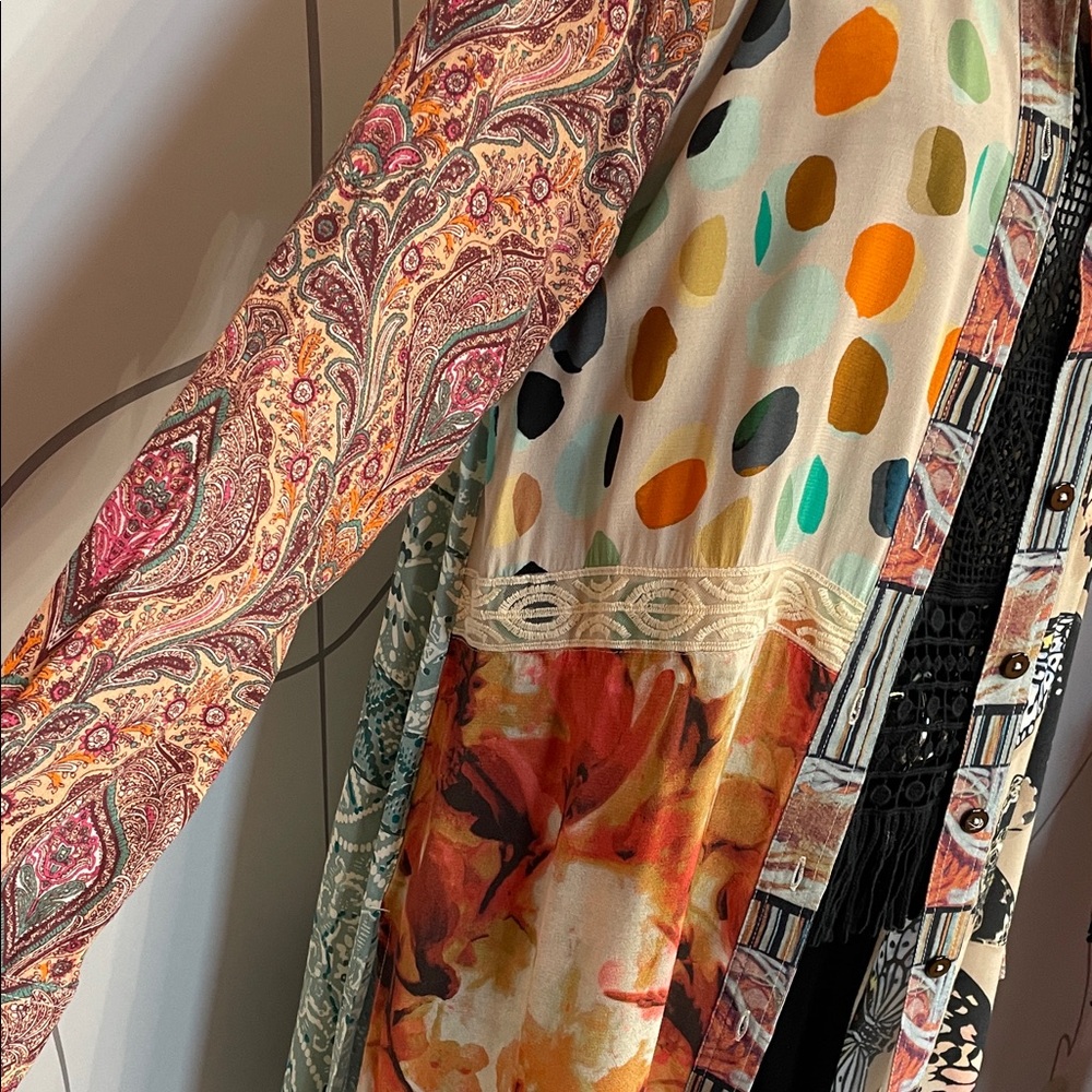 John Mark Multicolor Patchwork Printed Long Tunic Shirt - Picture 4 of 9